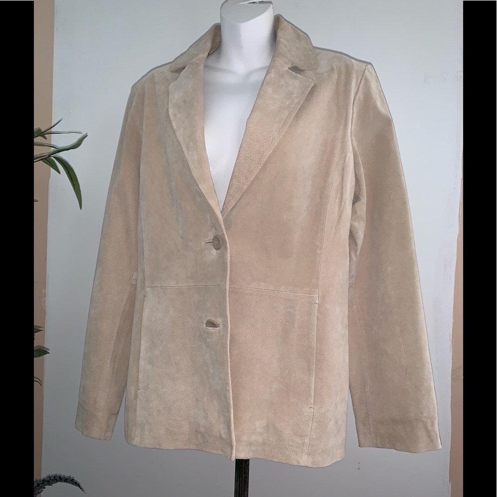 Siena 100% Leather Cream 2 Button Blazer